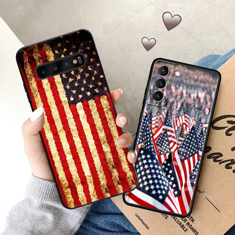 Case For Samsung S24 Plus S23 FE S22 S21 S20 S10 Lite Eagle American flag Painted Phone Cover For Galaxy Note20 Ultra Case