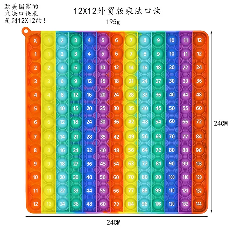 Colorful Math Toys Multiplication Tables Push  100 Bubble Pop Macaron Rainbow, Silicone It Fidget Toys for Learning Teaching aid