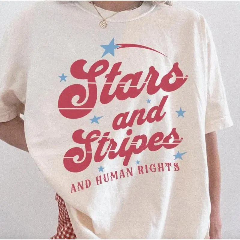 

Unisex "Stars & Human Rights" T-Shirt | Patriotic Justice Graphic Tee | 4th of July Equality Statement Top