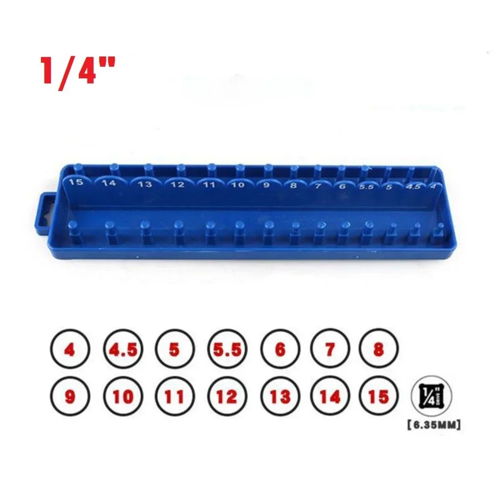 

For Garage And Workshop Tray Rack 1/4 Metric 18.8x6x1.7cm Blue High Quality Storage Organizer Tool Accessories