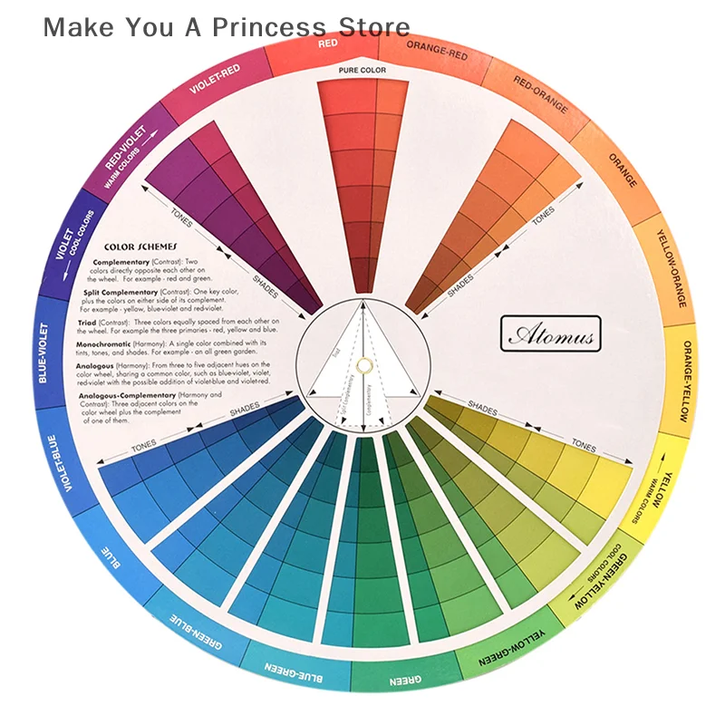 Paper Card Color Mixing Wheel Ink Round Central Circle Rotates Tattoo Nail