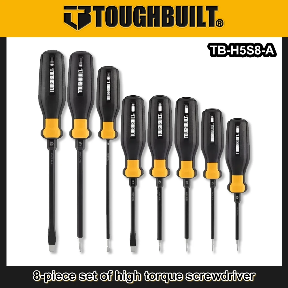 TOUGHBUILT TB-H5S8-A Material Handle Magnetic Screwdrivers 8 Piece Set Multi-function Screwdriver Set