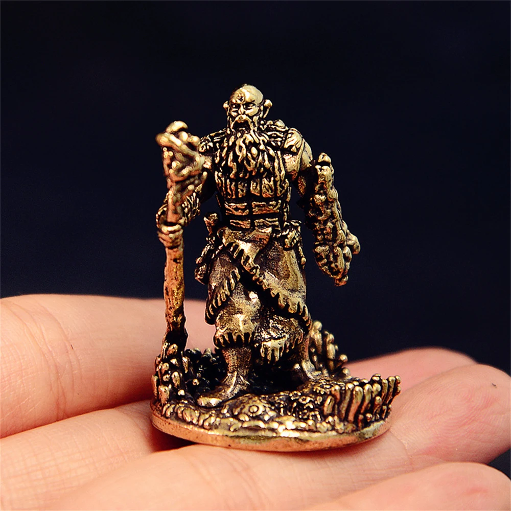 

​​Solid Brass Wizard Character Mini Figurine Decorative Tea Companion – Collectible Home & Office Desk Decor