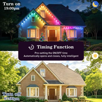 Permanent Lights RGBIC Outdoor 500ft ,IP67 Waterproof Eaves String Lights with App & Remote Control, Music Sync, MyDIY, Timer, Easy Install for Patio Roofline Garden Deck Fence Holiday 7