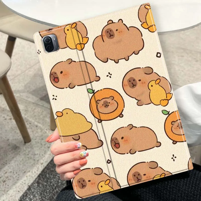 Cartoon Capybara For Xiaomi Redmi Mi Pad 8 7 6 5 4 2 SE K 12.4 11.2 12.1 11 8.8 Pro Max Ultra Inch Tablet Case view 4