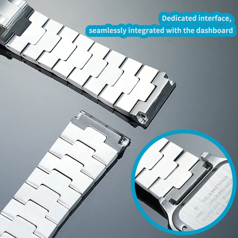 ل سانتوس دي كارتييه WSSA0009 WSSA0018 WSSA0013 سوار الفولاذ المقاوم للصدأ 21 مللي متر حزام معدني منتظم الرجال سلسلة ساعات مقاومة للماء