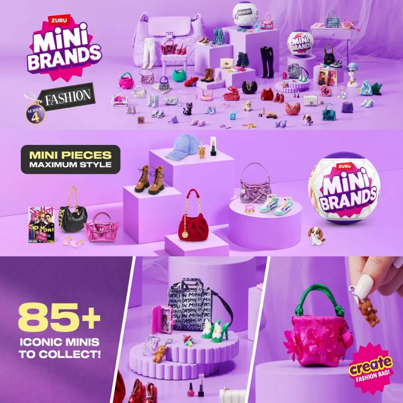 ZURU Mini Brands Fashion Series 4 Überraschungsball Blindbox Mini-Taschen Schuhe Kleidung Sammlerstücke Fingerspielzeug für Mode-Sammler