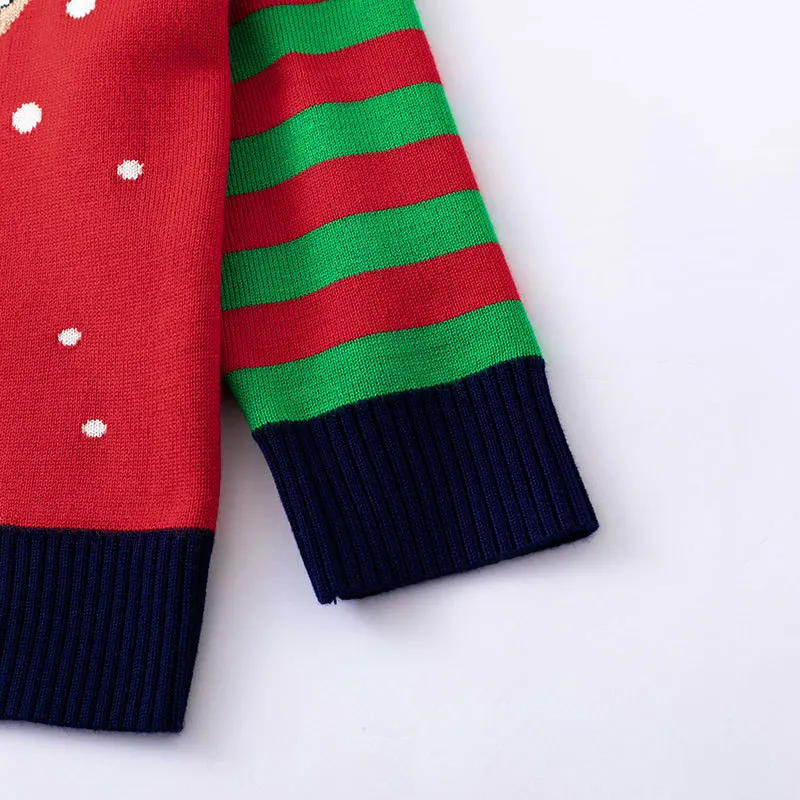 Nuovo maglione di cervo dei cartoni animati di Natale europei e americani per bambini autunno inverno - maglione lavorato a maglia per ragazzi e ragazze da 3 a 7 anni