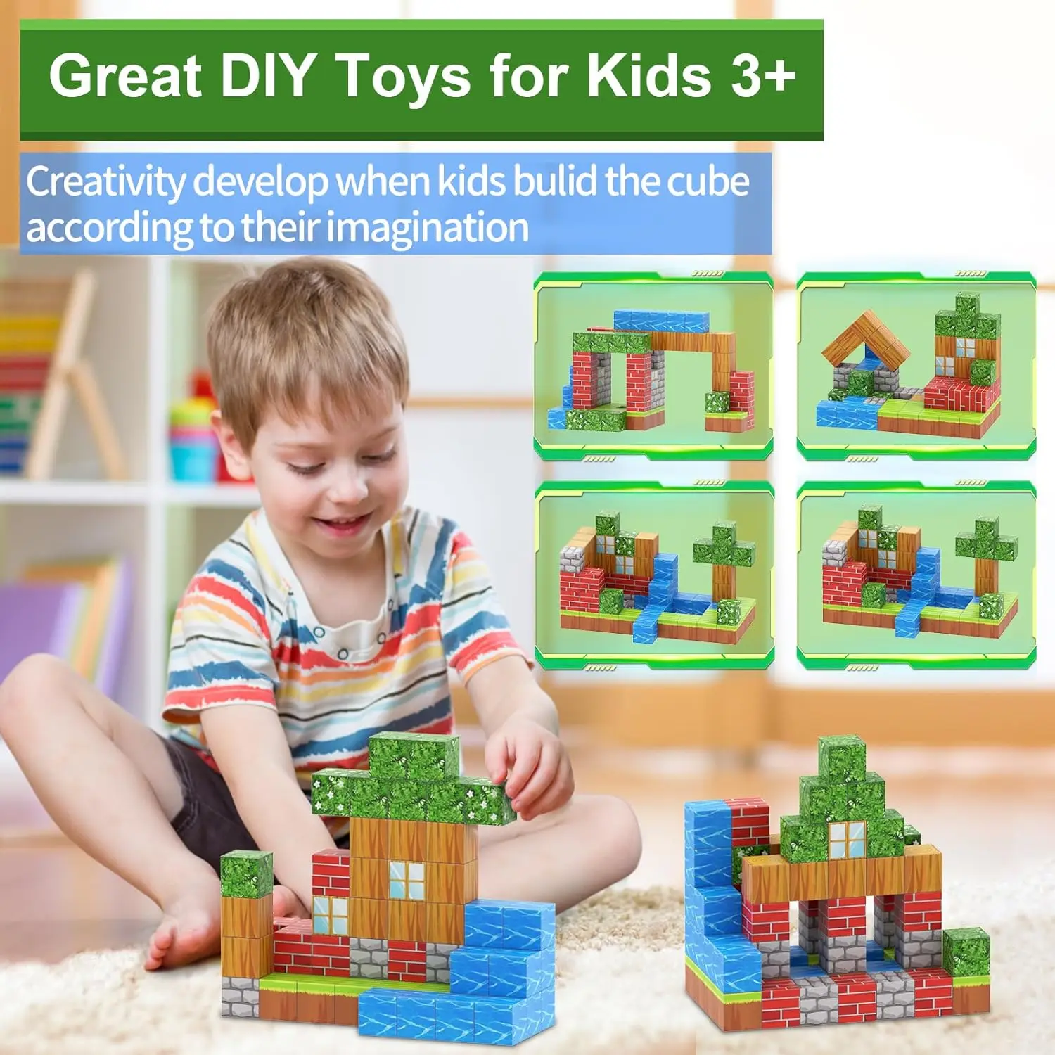 Magnetic Mine World Cube Building Blocks Magnet World Set for Boys Girls Age 3+ Construction DIY Model Children Sensory Toy 2024