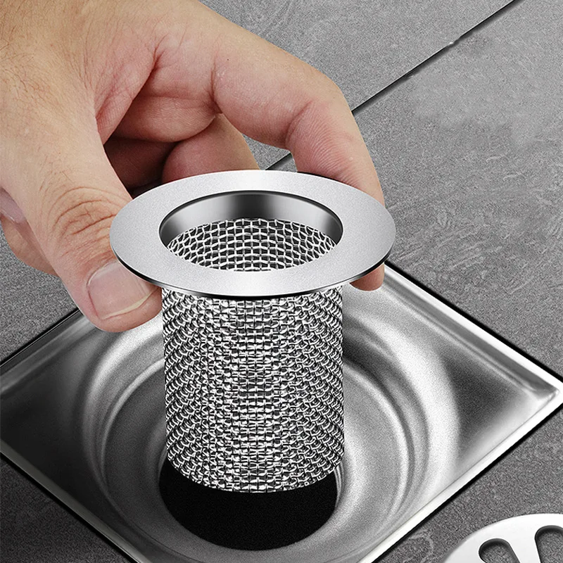 Multifunctional Stainless Steel Floor Drain Filter Mesh Basket Filter Hair Trap Bathroom Kitchen Sink Anti-clog Slag Strainer