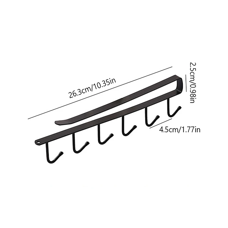 주방 찬장 아래 머그잔 컵 행어 후크, 펀치 프리 2 열 후크, 다리미 걸이 랙 거치대, 주방 캐비닛 정리함