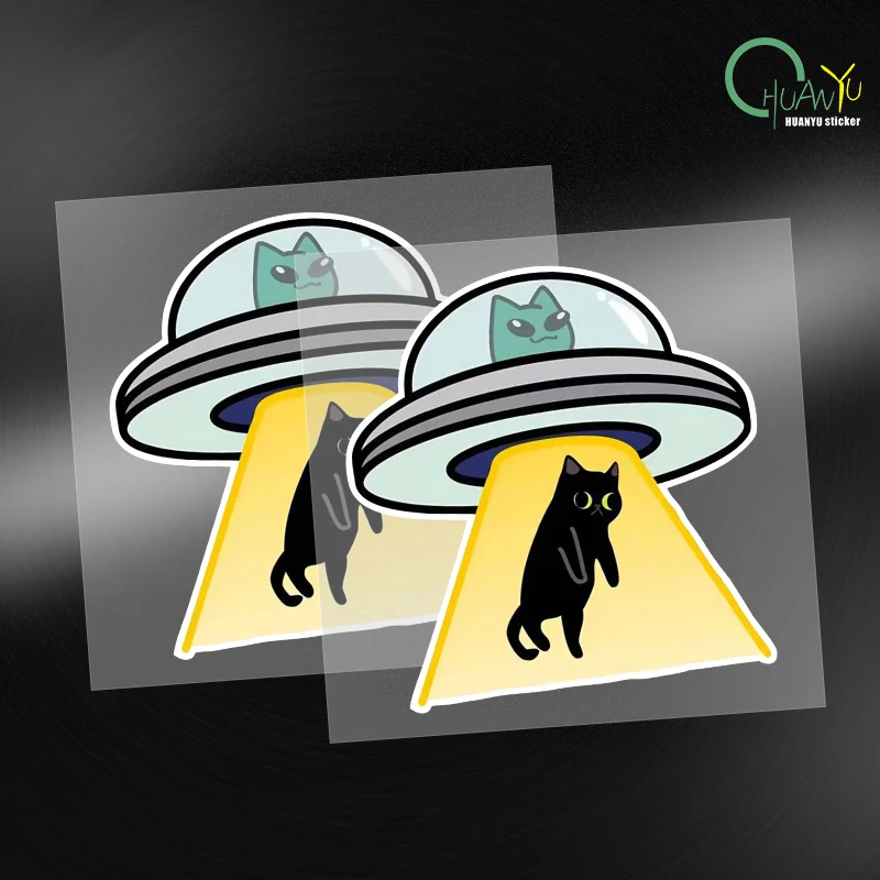 Cat UFO Creative Vinyl Waterproof Decal Sticker For Cars, Laptops, Walls Windows, Bumper