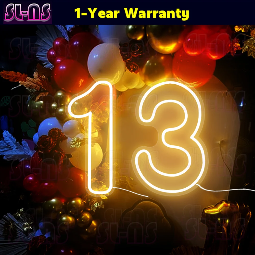 LED Numbers Sign 0 to 9 with Switch for Birthday Lights Party Wedding Party Business Wall Decor Neon Number 1