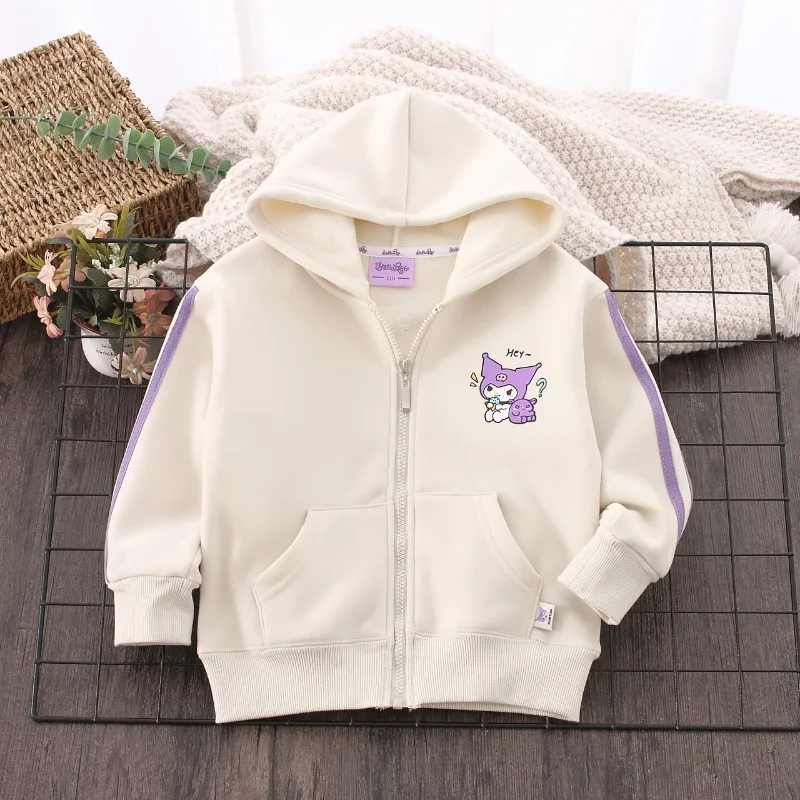 Manteau à capuche décontracté Anime Smile Zipper pour enfants, veste Kuromi, Kawaii, Sanurgente Ins Plus, mignon, dessin animé, vêtements d'hiver, cadeaux