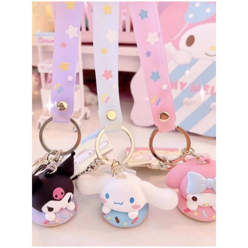 Sanrio Keychain Women's Melody Cute Silicone Anime Keychain Bag Pendant Small Pendant  kuromi