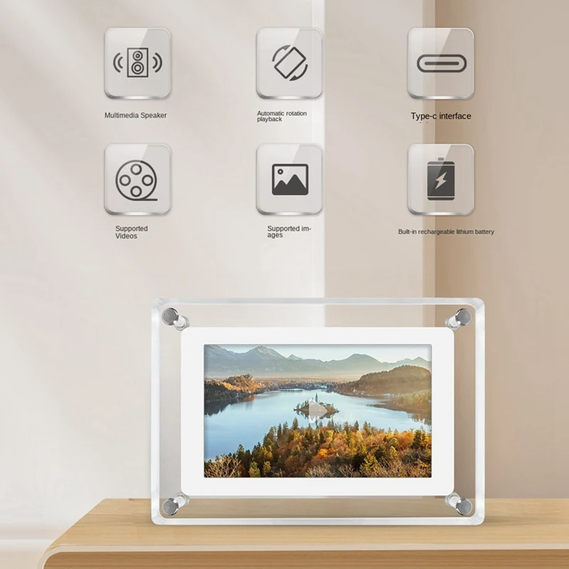 【NOVO】Marco de fotos digital de 5 polegadas 1200mAh Tela IPS Memória 4G Porta-retratos digital Leitor de vídeo de mesa