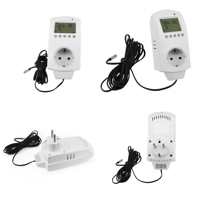 Digital Temperature Controller Plug With Timer 220V Thermostat With Sensor Probe LCD Temperature Controlled Plug Socket For