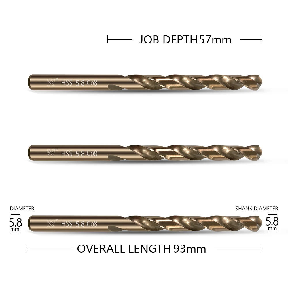 HUAZHICHUN 10 pezzi dimensioni 5.0mm 5.2mm 5.5mm 5.8mm M42 8% cobalto, Set di punte da trapano per metallo