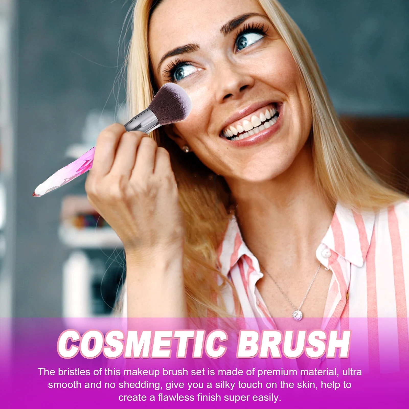 

10pcs Makeup Brush Set For Foundation Blush Eyeliner Powder Cream Liquid Application Smooth Bristles Crystal