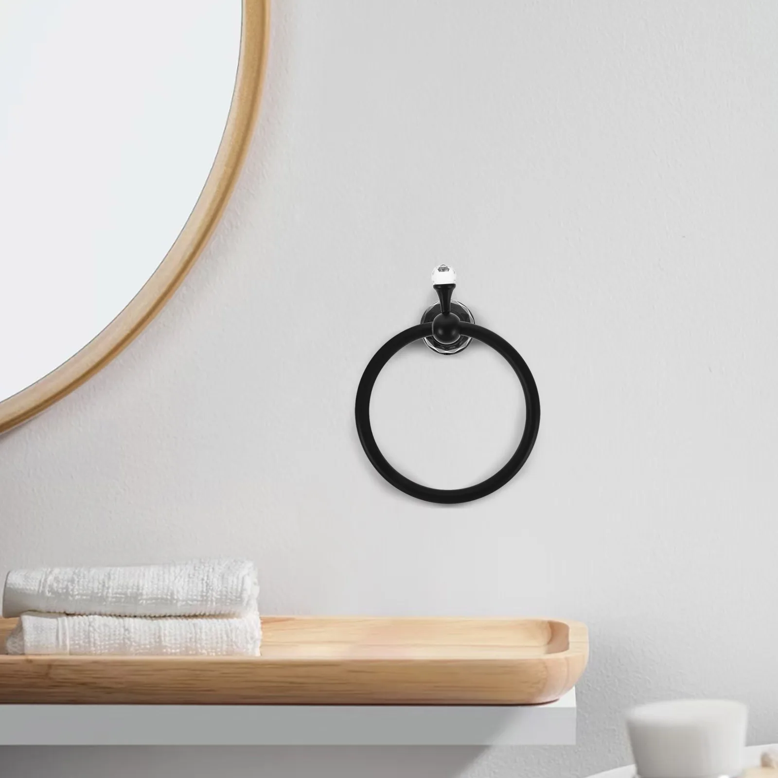 

Hand Towel Holder Crystal Bathroom Wall Mounted Round Towel Ring Decorative Rack Crystal Holder Bling Bathroom Accessories