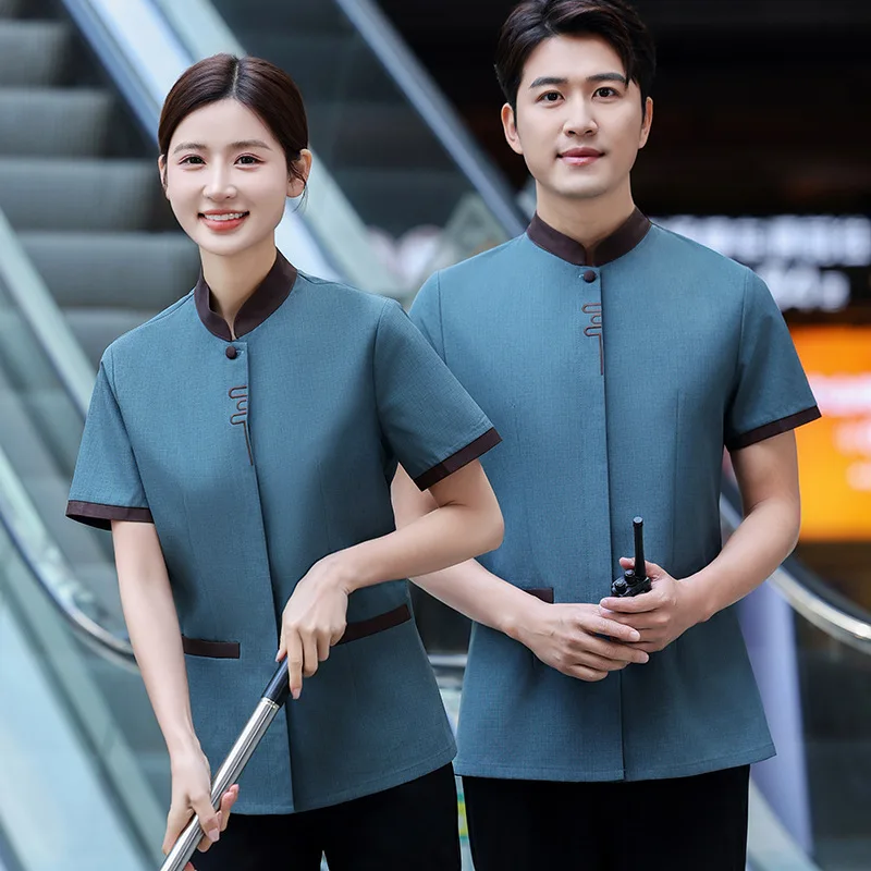 

Универсальная летняя тонкая спецодежда с коротким рукавом для женщин, для уборки в гостиничных номерах, специальная униформа для уборщиц