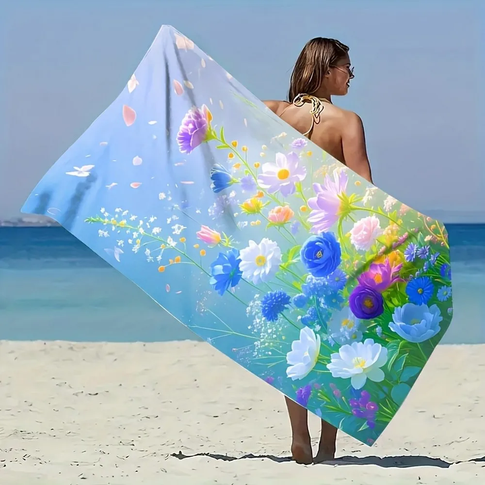 Floral Dream Beach Towel Patterned Sunscreen And Windproof Suitable For Swimming Pool Camping Travel Blanket