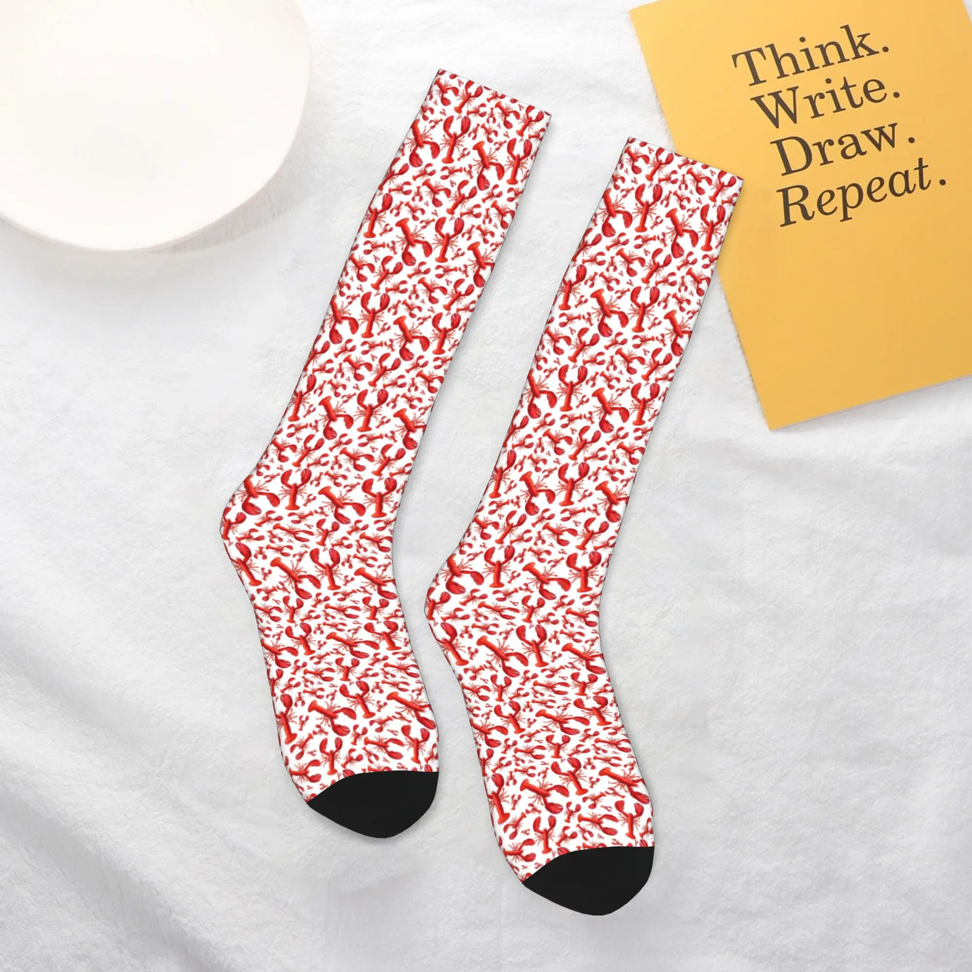 

Всесезонные чулки для экипажа, праздничные носки с лобстерами и морепродуктами, забавные длинные носки в стиле Харадзюку, аксессуары для мужчин и женщин