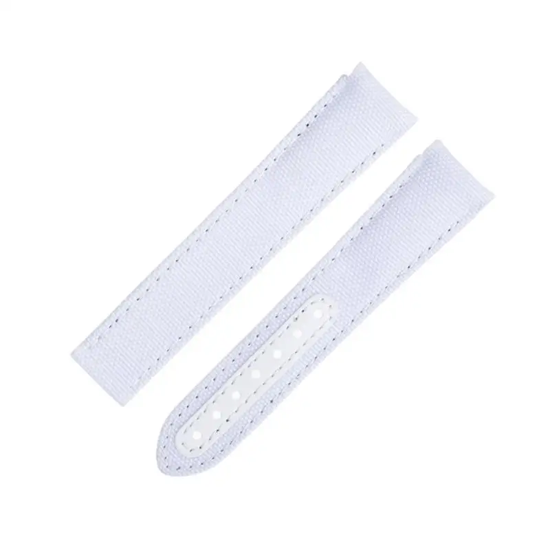 HAODEE 20mm Curved End Watch Band For Omega Strap For AT150 Seamaster 300 Planet Ocean De Ville Speedmaster New White High