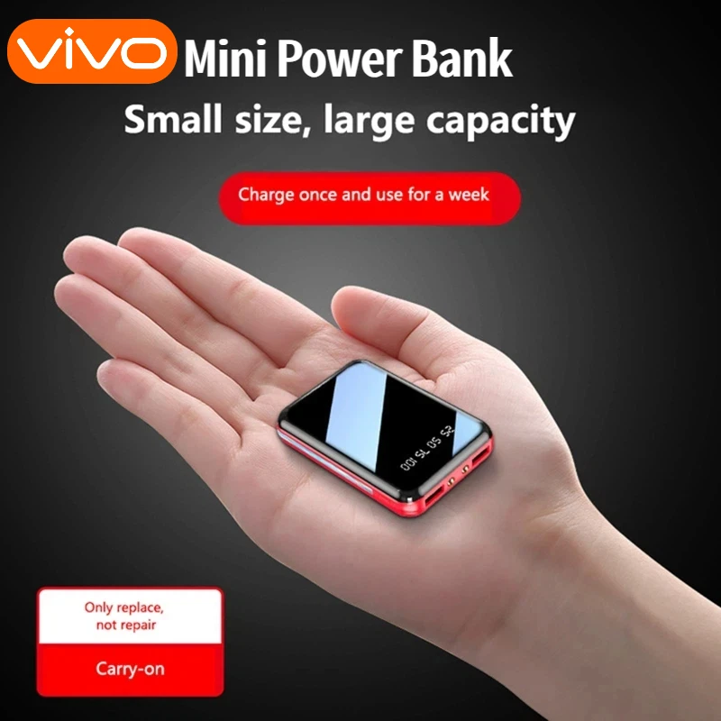 

Портативное зарядное устройство VIVO 50000 мАч Mini Power Bank с зеркальным LED-дисплеем для iPhone, Xiaomi, Samsung – внешний аккумулятор