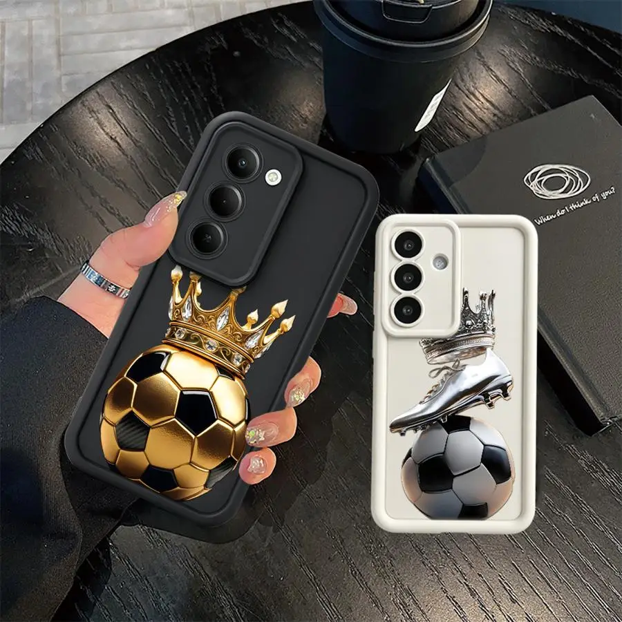 Phone Cover Case for Samsung Galaxy A26 A32 A71 A72 A12 A13 A53 A54 A15 A16 A34 A56 A35 A36 A51 A73 A23 Golden Soccer Crown
