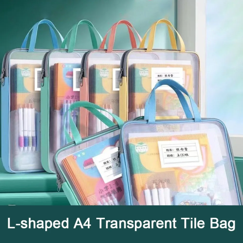 

Nylon Mesh Zipper Pouch Bag Transparent Multifunctional Transparent File Bag Thickened Portable Data Storage Bag