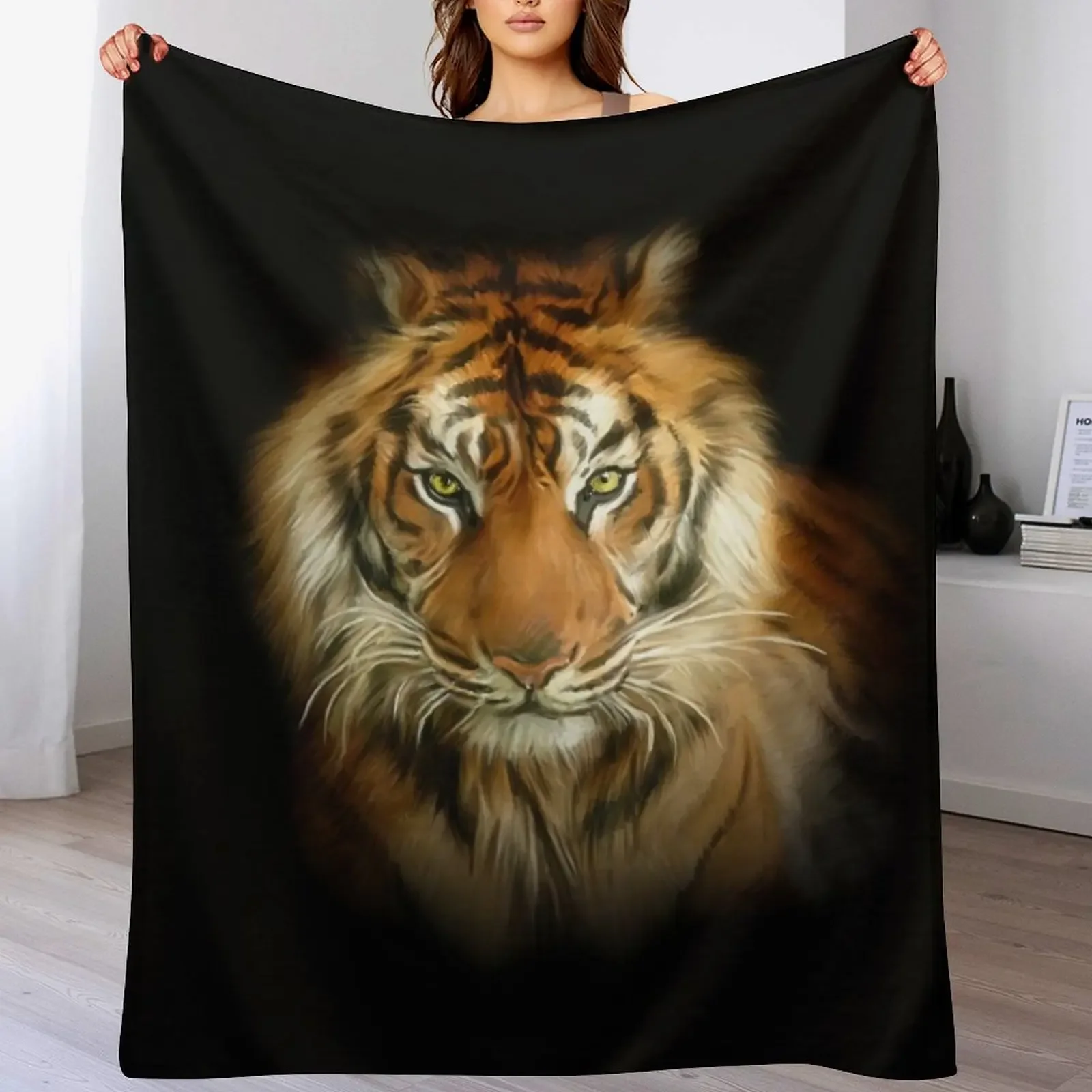 Wild Tiger Throw Blanket Shaggy Furry Soft Blanket for Bedroom Living Room