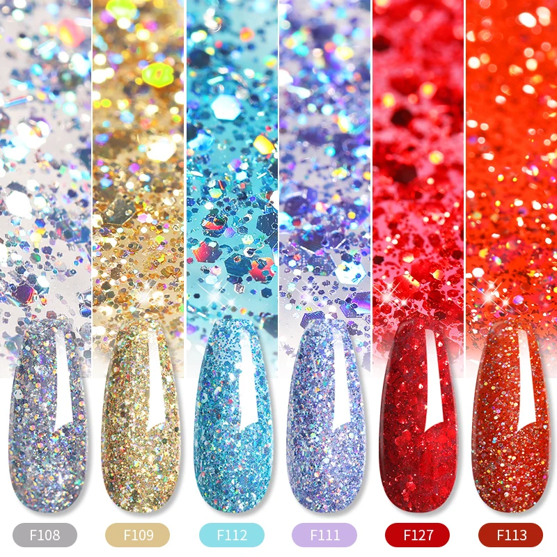 LILYCUTE Glitter Sequins UV Gel Nail Polish Shiny Spring Summer Color Semi Permanant Soak Off All For Manicure Nail Art Varnish