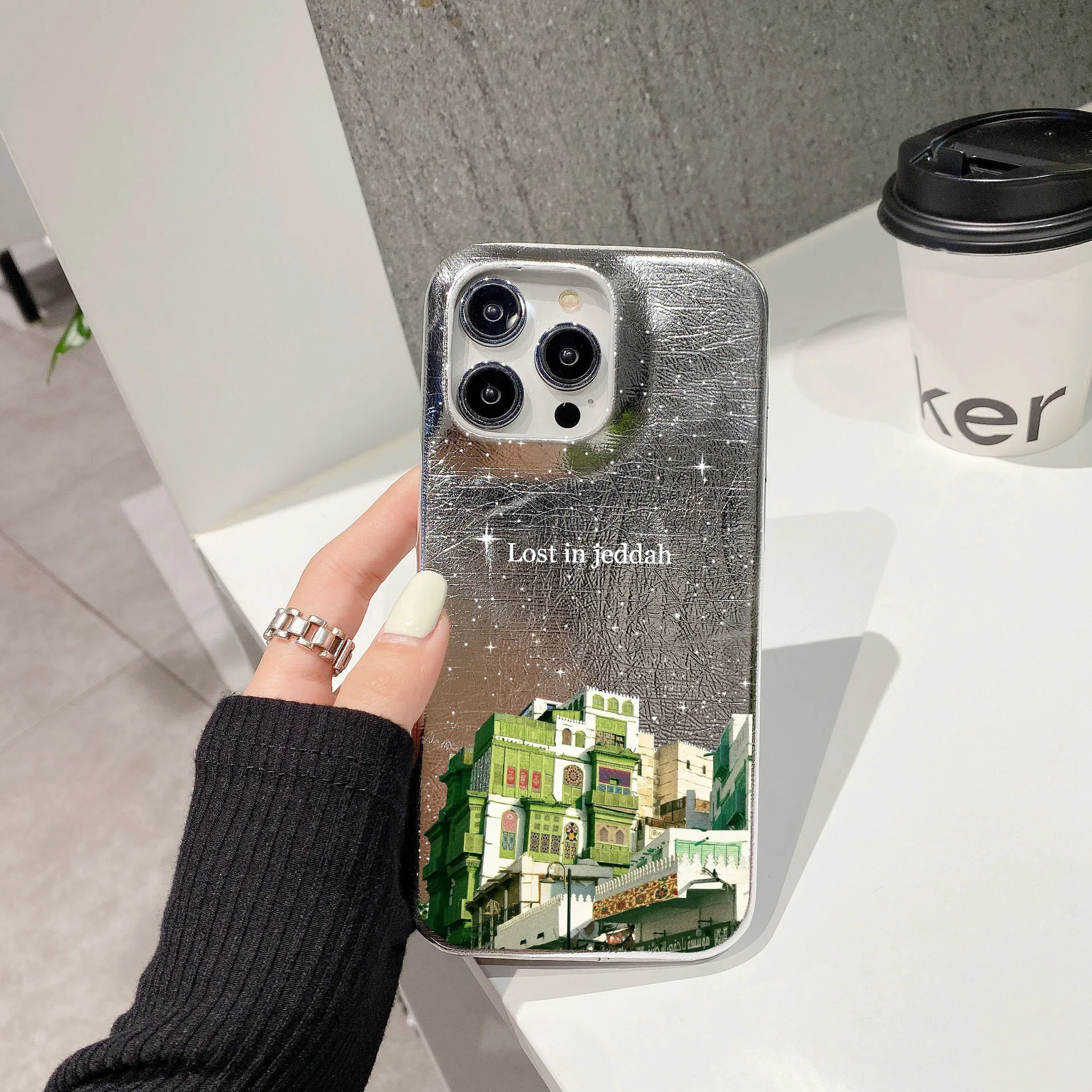 Personalised Initial letters Pebble Grain Leather Case for iphone 11 12 14 13 15 16Pro Max XS Max XR 16 Plus Covers Moon & Stars