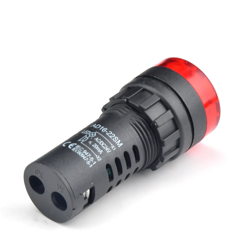 AD16-22SM Buzzer Alarm 22mm Panel Diameter DC 12V 24V AC 110V 220V Flash Signal Light Red LED Active Buzzer Beep Alarm Indicator image 3