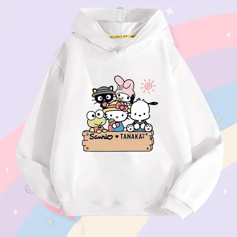 Sanrio Kawaii Hello Kitty Meisjes Sweatshirt Met Capuchon Kuromi Cinnamoroll Anime Cartoon Mode Huidvriendelijke Kinderkleding Jassen