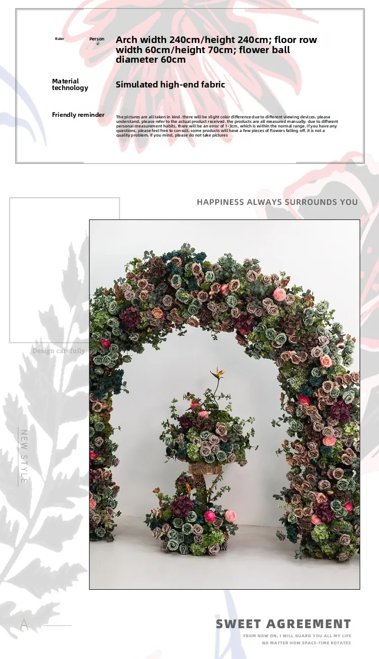 Burgunderrote Künstliche Rosen U-förmiger Blumenbogen Hochzeits-Hintergrund Bühnen-Blumenarrangement Künstliche Blumenreihe Großhandel Event-Dekoration – Detail 3