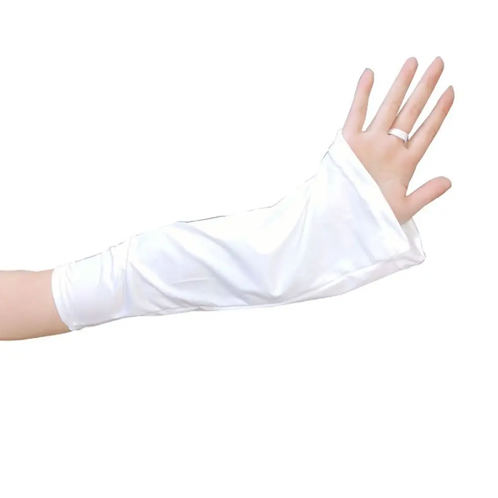 Mangas de brazo de tela de seda de hielo para mujer, Mangas de protección solar de conducción, cubierta de brazo Anti-UV transpirable, Color sólido,