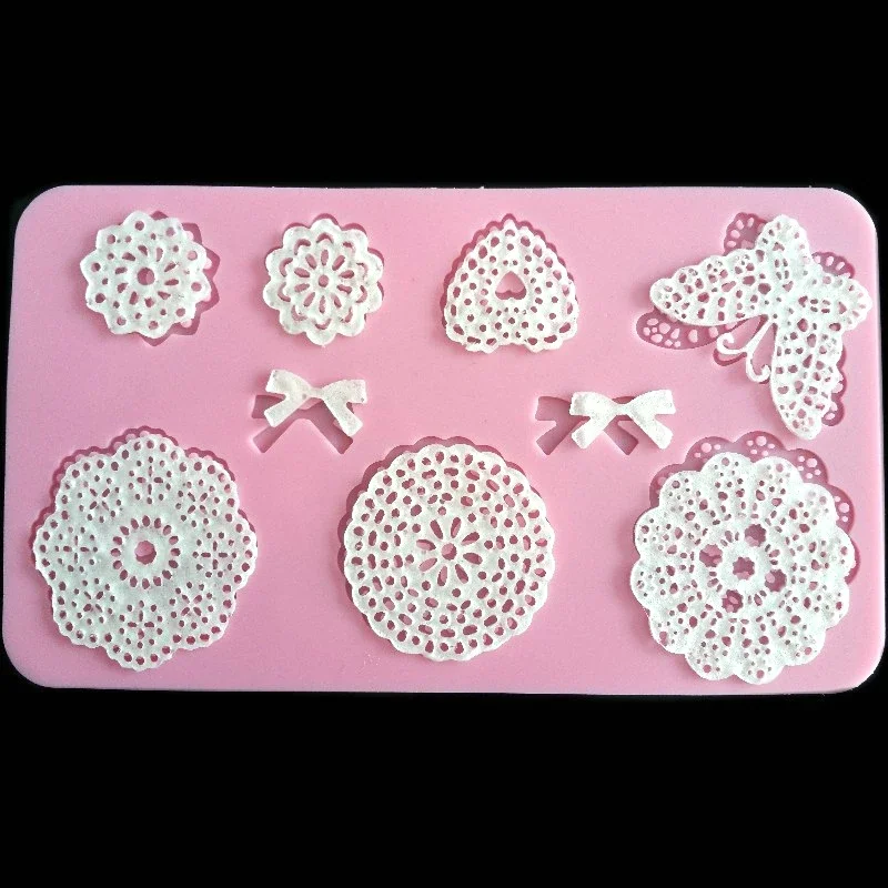 Aomily Lace Flower Butterfly Wedding Cake Silicone Beautiful Flower Lace Fondant Mold Mousse Sugar Craft Icing Mat Pastry Tools