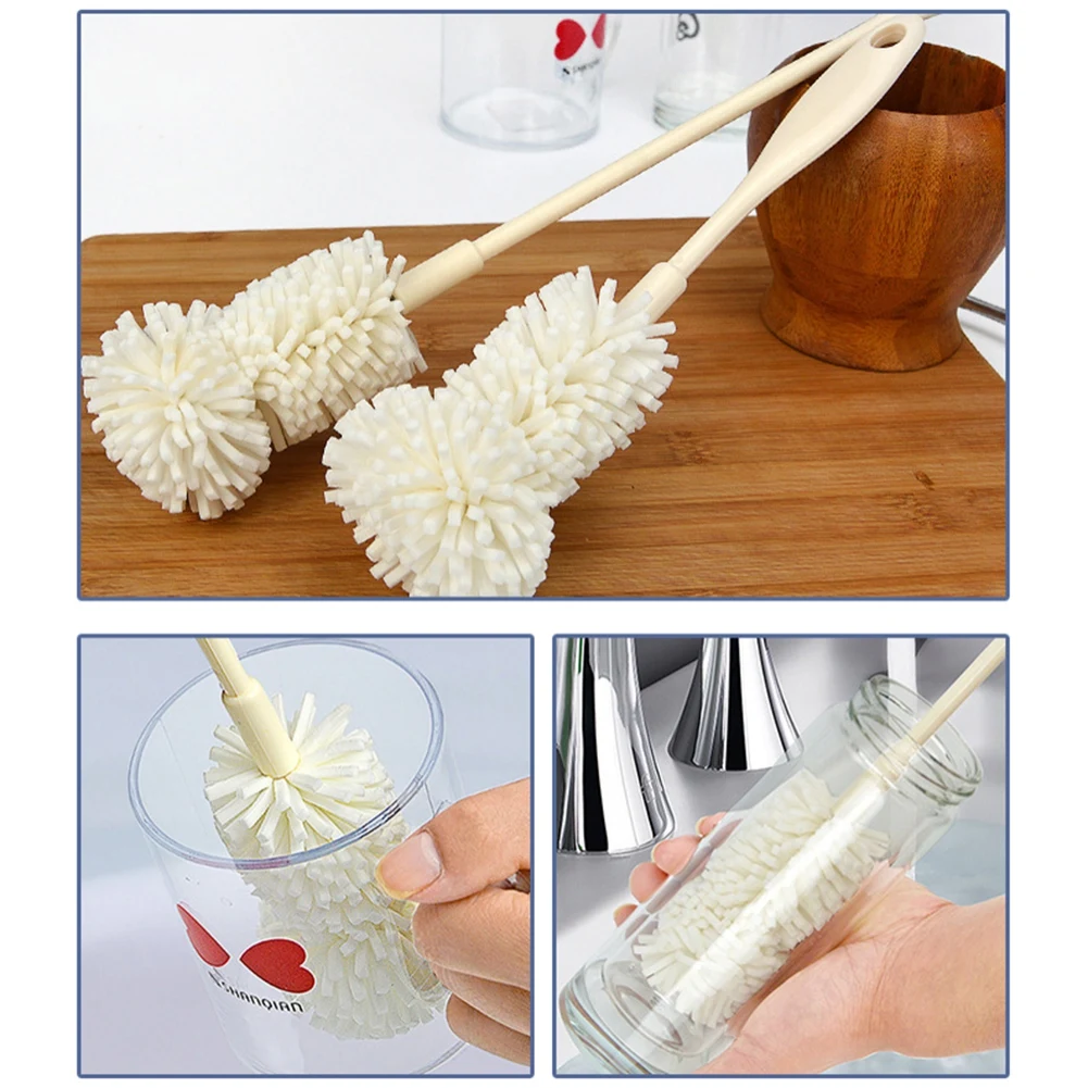 Sponge Brush Long Handle Cup Scrubber Glass Cleaner Kitchen Cleaning Tool Bottle Cleaner Brush Drink Wineglass Bottle Household