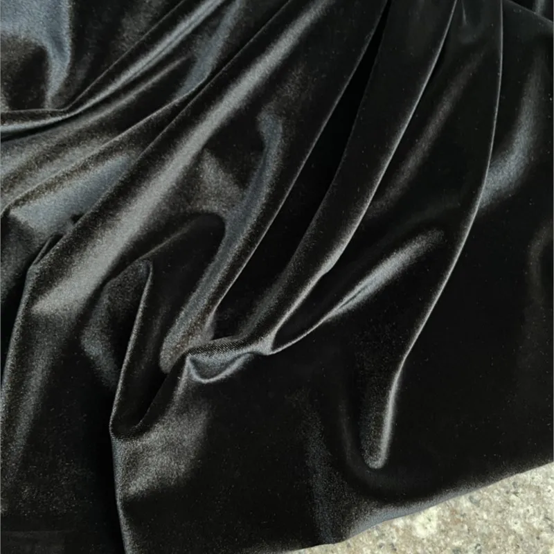 Black velvet ultra dense vertical simulation luxury thick canary fabric