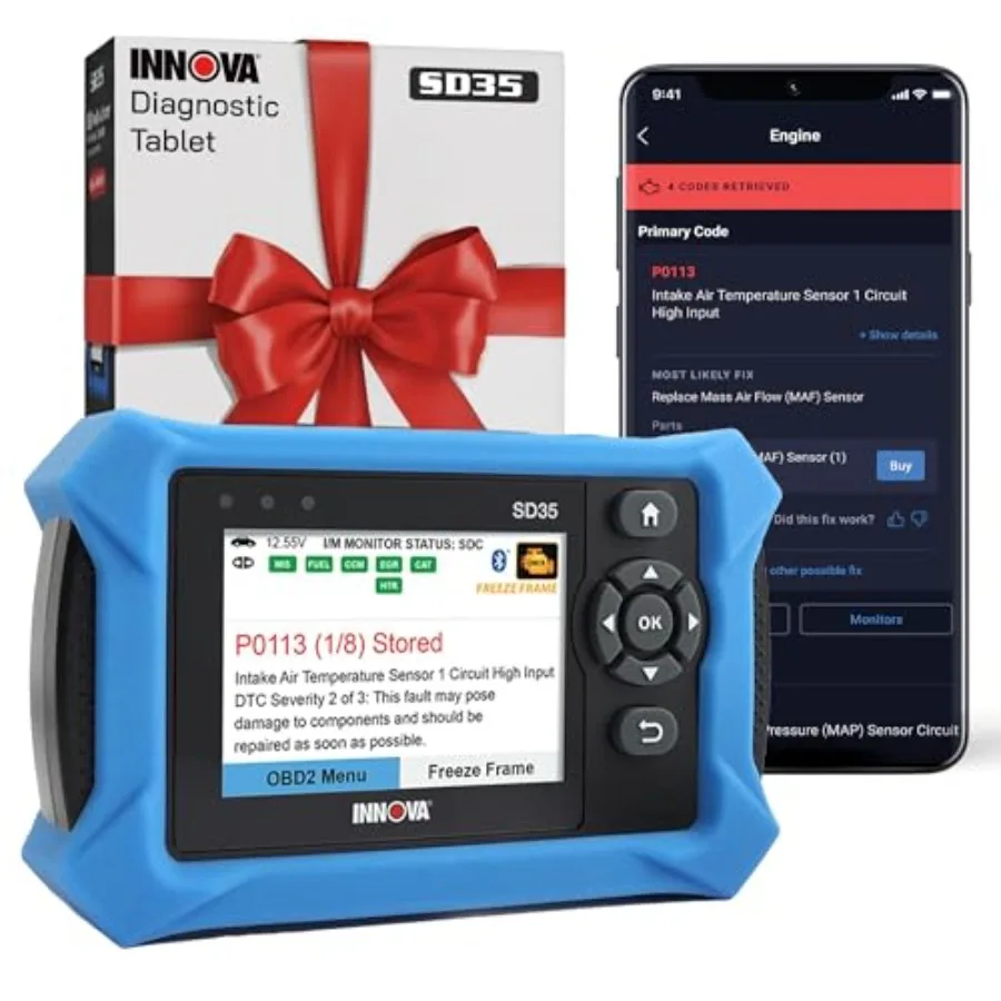 SD35 OBD2 Scanner for Comprehensive Vehicle Diagnostics: Supports ABS SRS TPMS Check Engine Codes Real-Time Live Data Mo