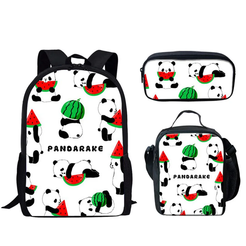 Tas sekolah motif kartun bayi Panda, 3 buah tas ransel buku kampus, tas ransel kasual Untuk remaja perempuan dan laki-laki