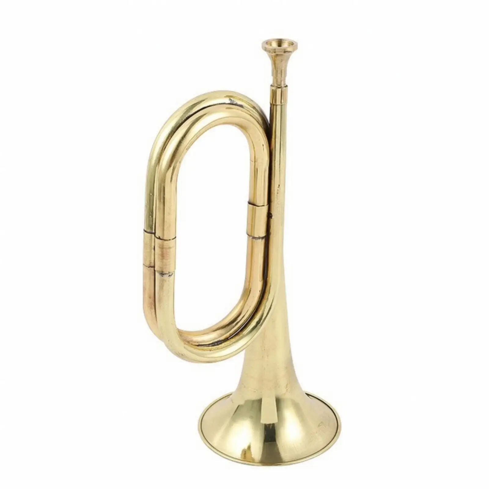 Traditional Brass Horn Bugle for Marching Corps Coiled Tubular Instrument Detachable Mouthpiece for Regular Use