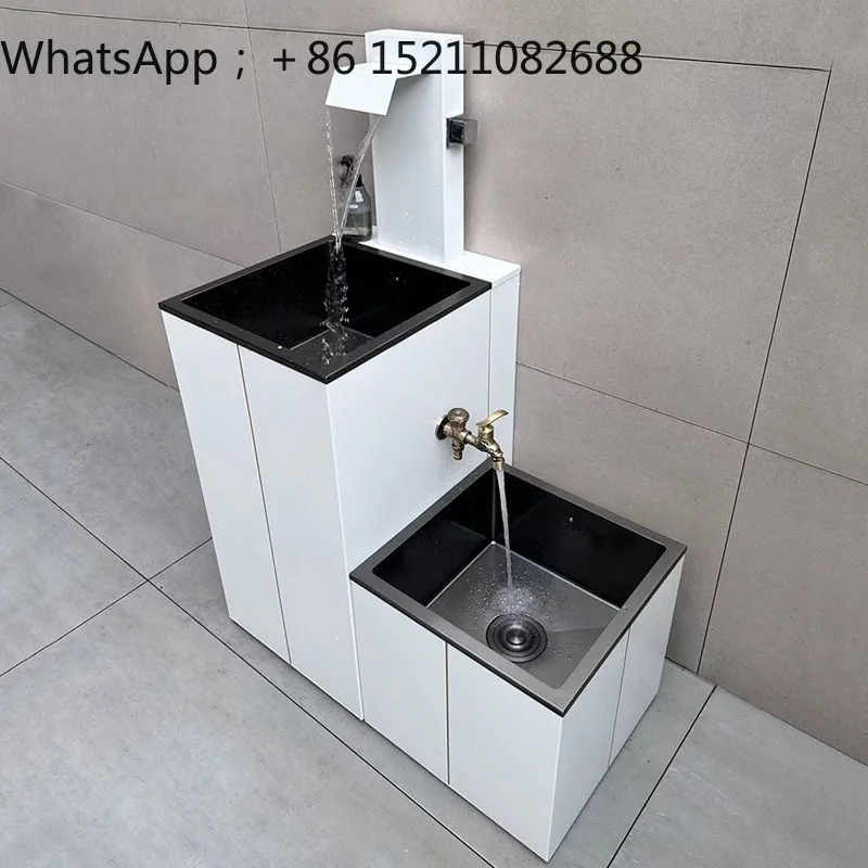 SCY outdoor white wash basin, outdoor villa basin, simple balcony column basin washable mop