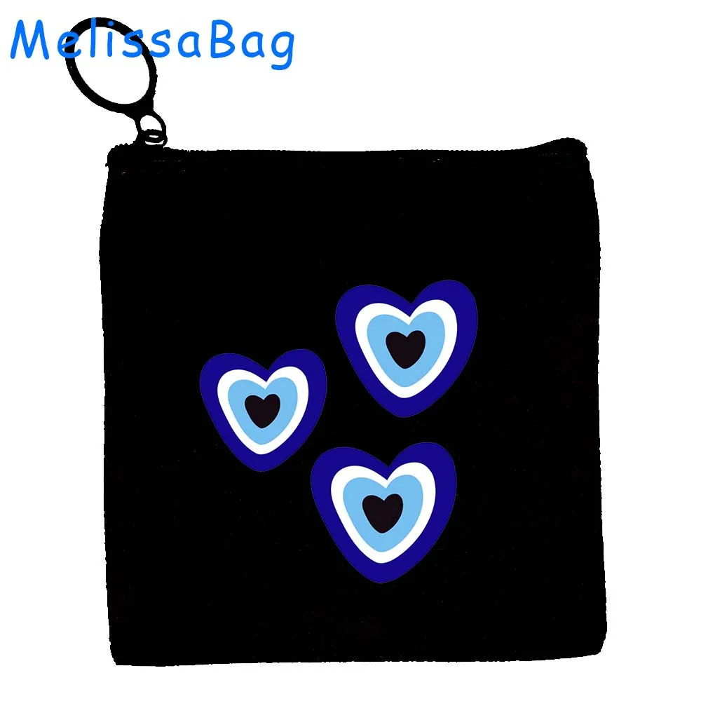 Greek Turkish Colorful Nazar Blue Evil Eye Hamsa Hand Girl Amulet GREECE Canvas Bag Coin Purse Key Case Bag Wallet Zipper Pouch