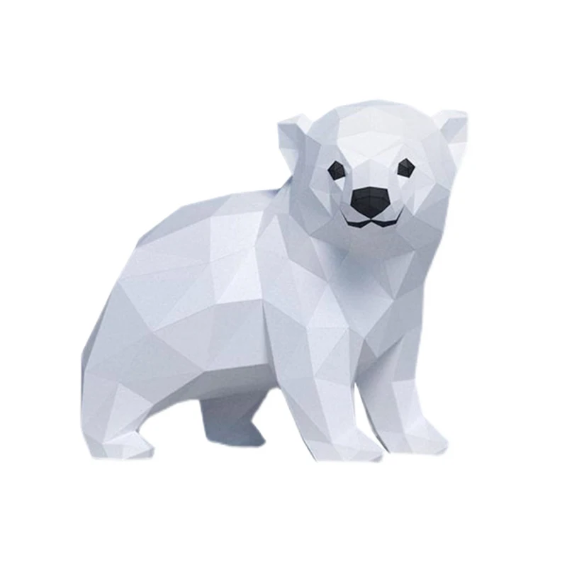 Baby Polar Bear Cubs Paper Model Kit Geometric Polygon Papercraft Creative 3D Model decorazione della stanza dei bambini ornamenti per la casa