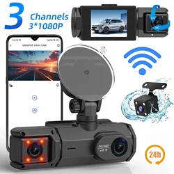 Car DVR 3 Camera Video Recorder Black Box 360 Dash Cam Front left right Rear View camera 24H Hardware Kit Car Assecories