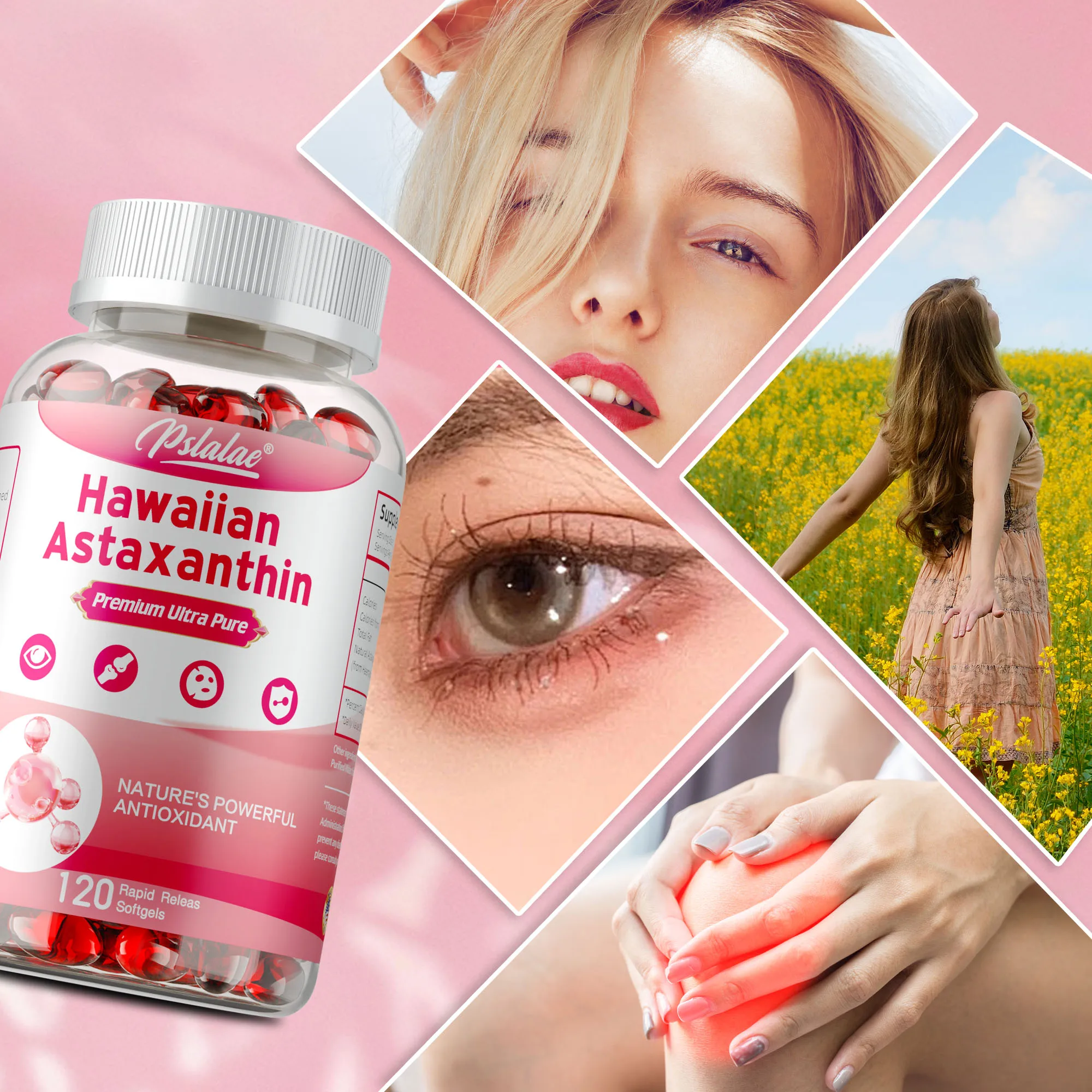 

Hawaiian Astaxanthin - Antioxidant, Supports Eye, Skin and Joint Health, Boost Immunity, and Promotes Metabolism, Non-GMO