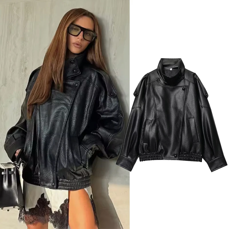 

Женская куртка, осень-зима 2025, новая модная куртка из искусственной кожи, пальто, уличная женская верхняя одежда, шикарные топы